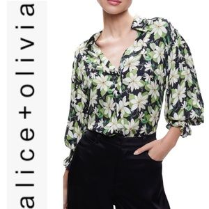 NWT💕Alice + Olivia Julius Floral Print Blouse Size S